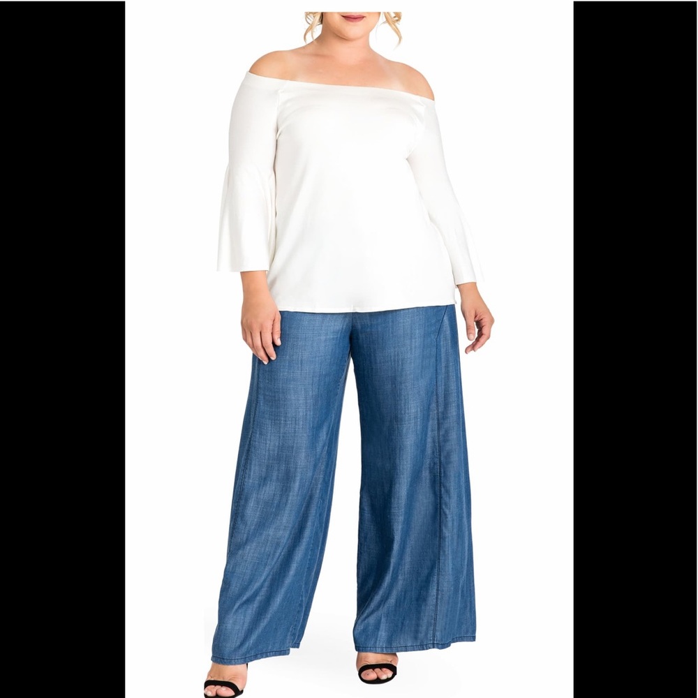 Plus size wide leg chambray pant 1X